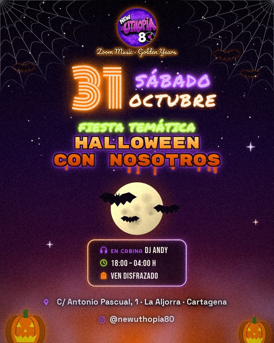 Cartel de «Halloween con nosotros», sábado 31 de octubre en New Uthopia 80